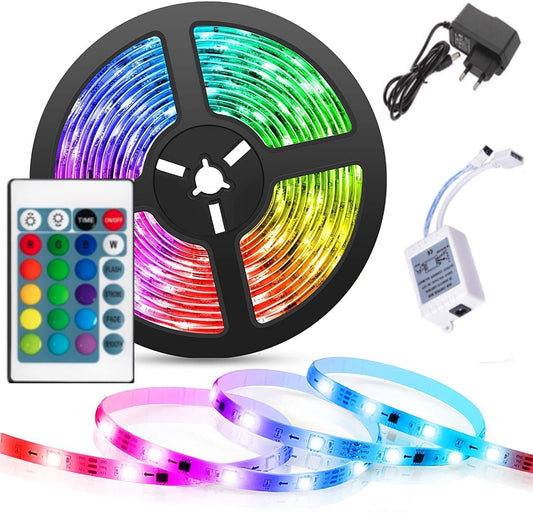 10 Meter RGB LED Strip Light with Remote | Multi-Color Room & Home Decoration Light (Waterproof)